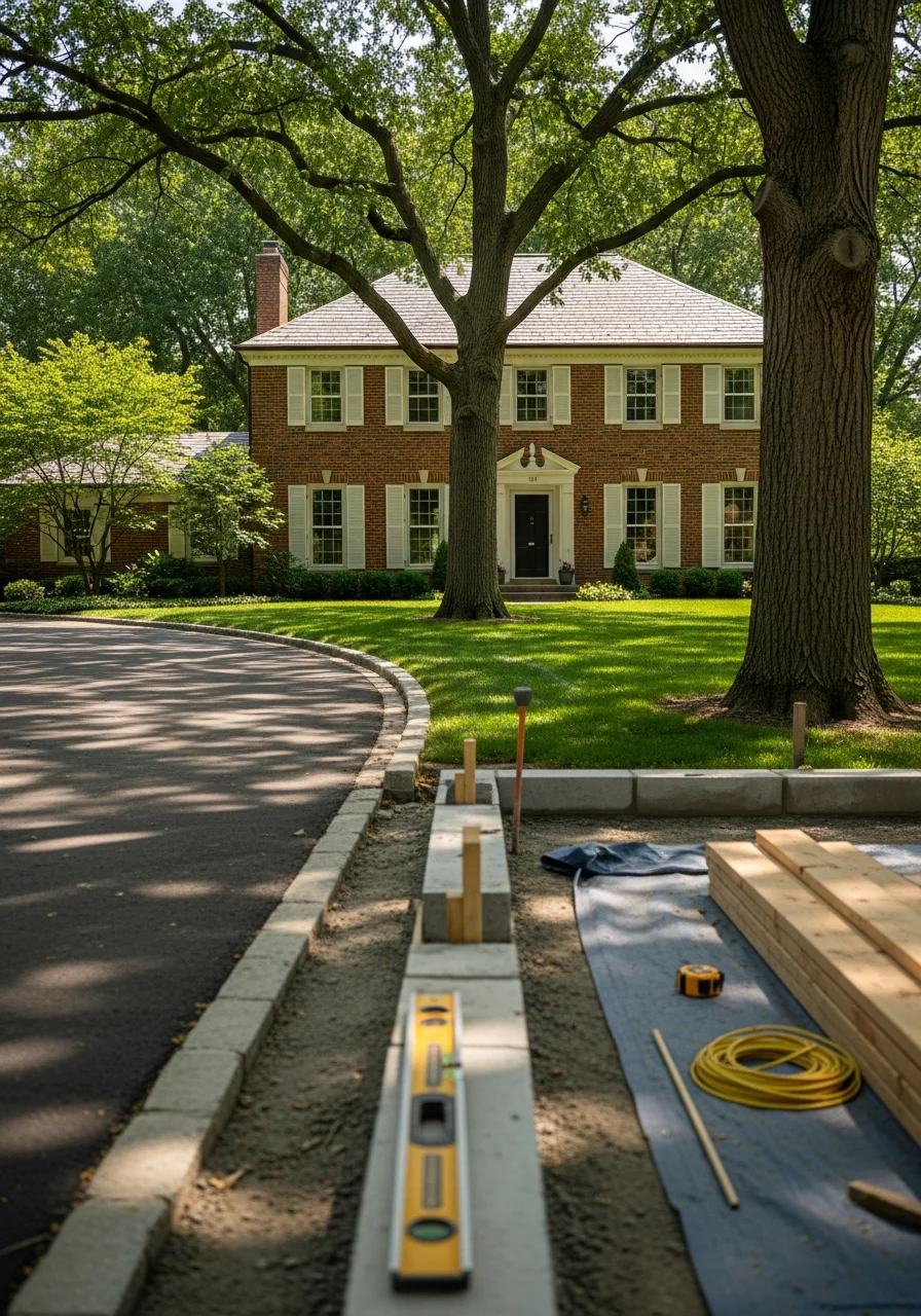 Service professional working on a Glen Ellyn home with neighborhood character visible.