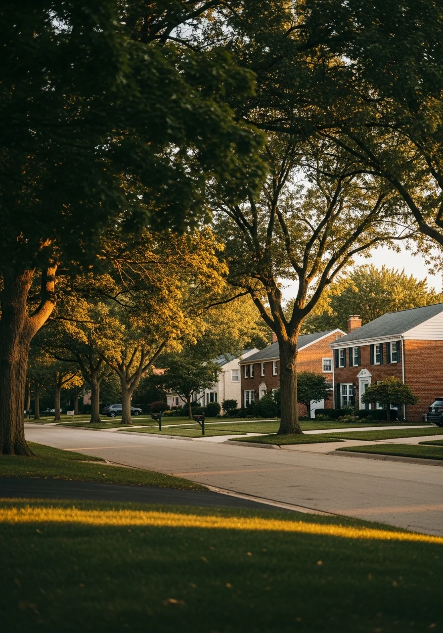 Residential neighborhood in Lombard with well-maintained homes and tree-lined streets