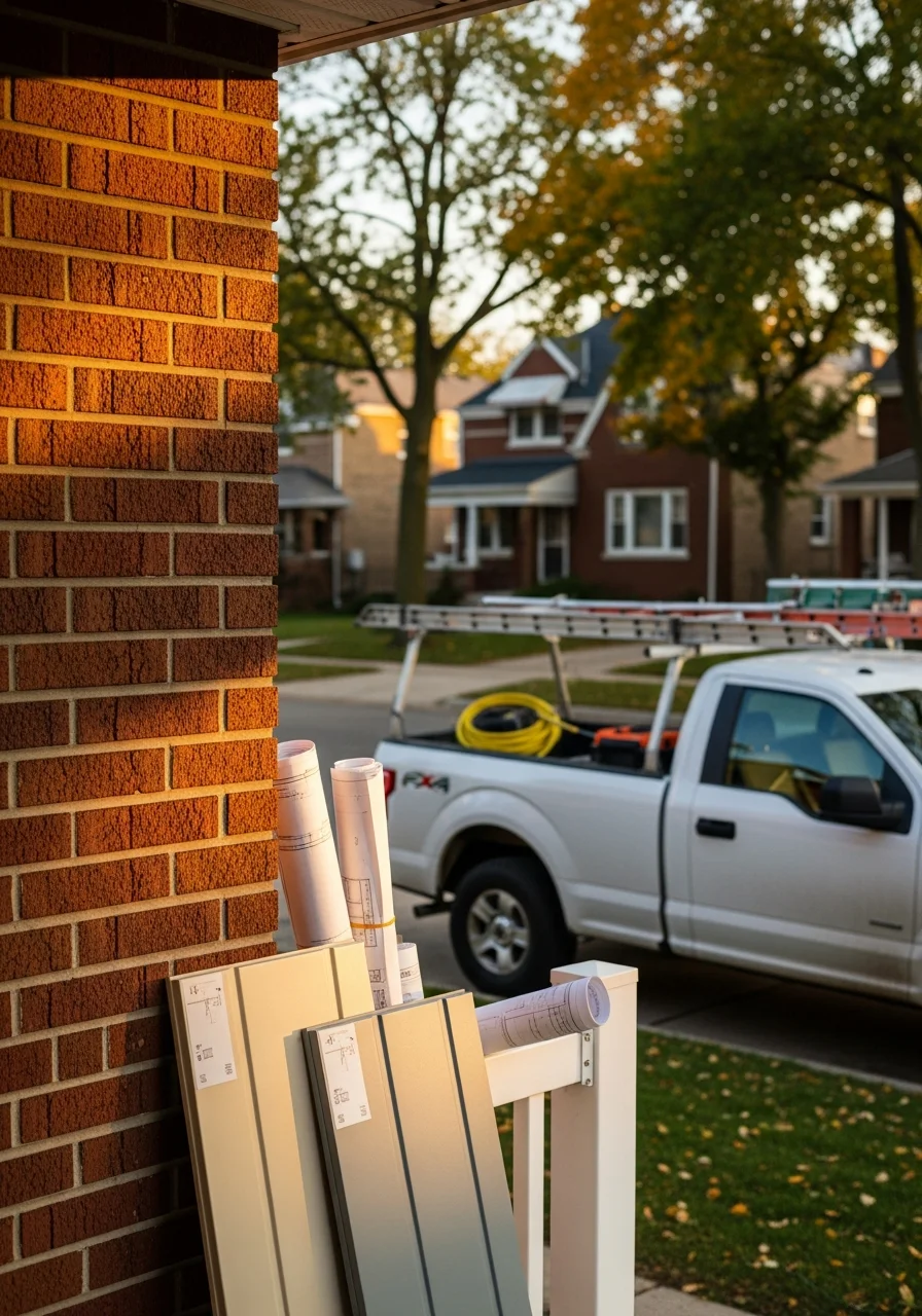 Modern kitchen renovation with custom cabinetry and granite countertops in Melrose Park home